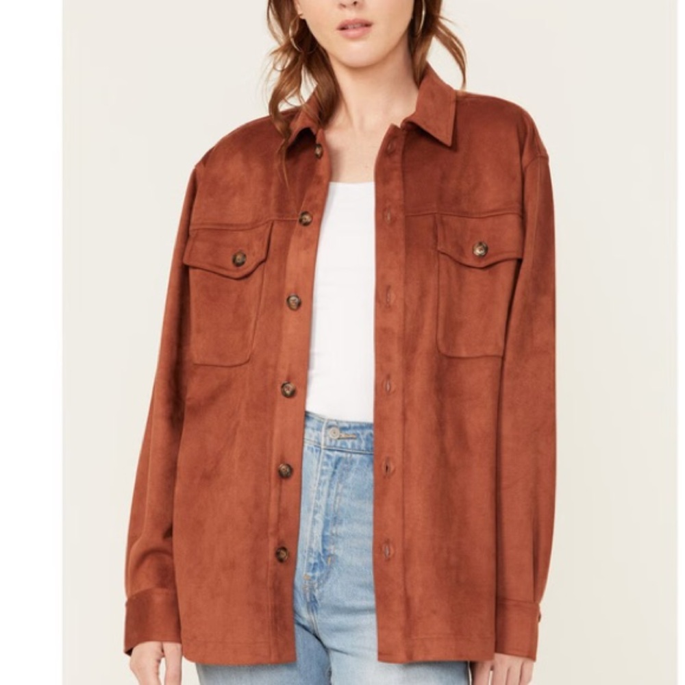 New: Cleo + Wolf Faux Suede Shacket or Jacket with Pockets. Size Small